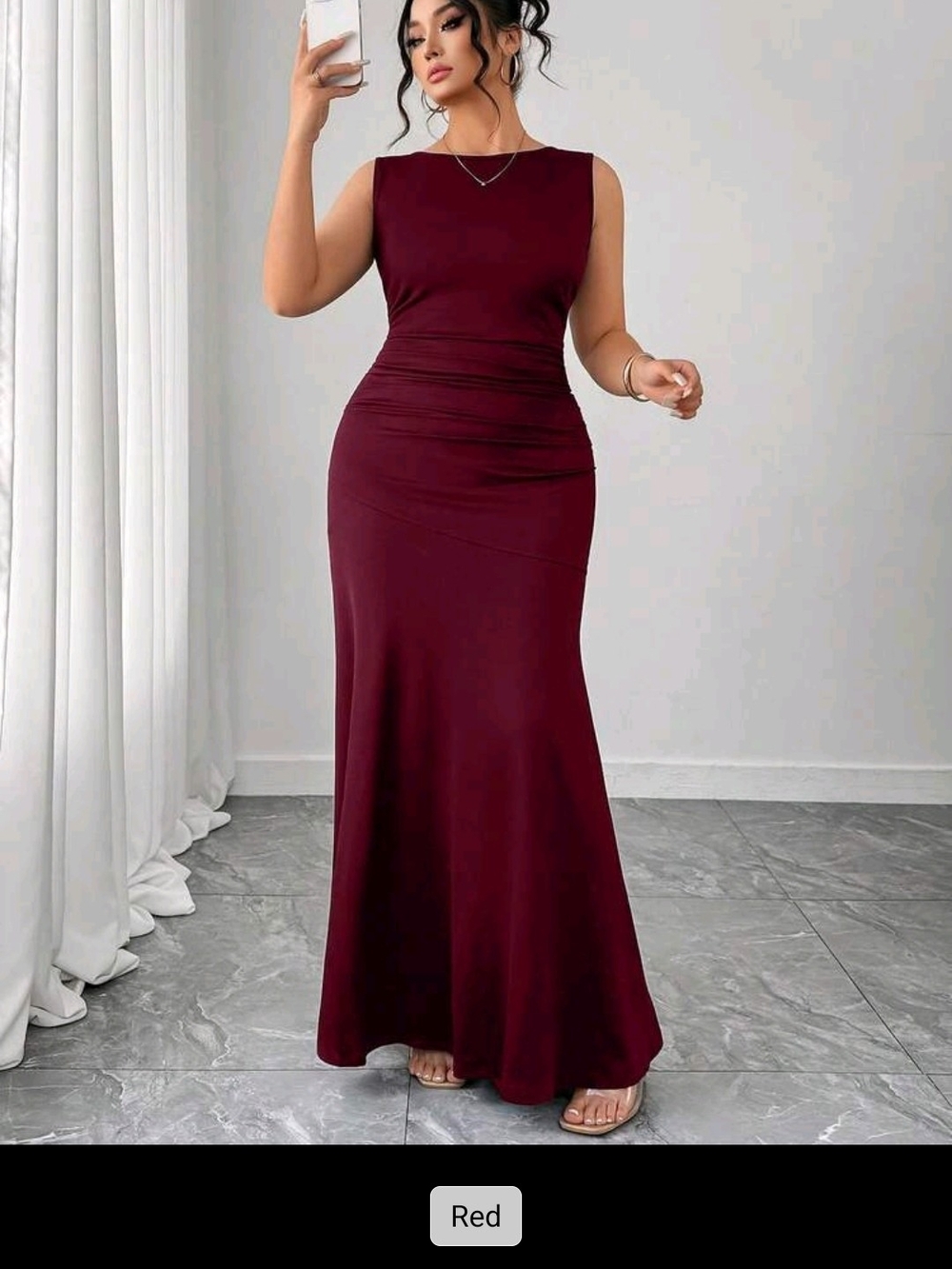 Sleeveless Burgundy Maxi Dress - Elegant Evening Gown